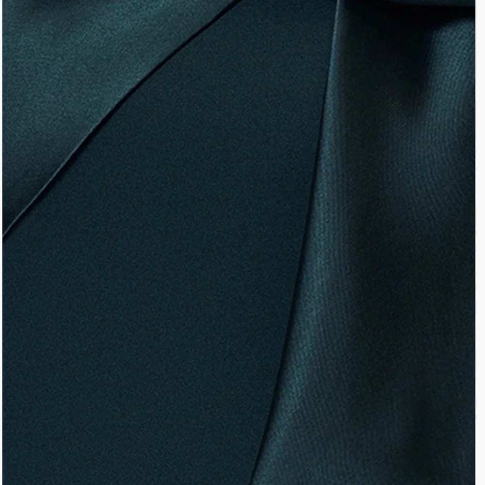 Betsy & Adam One Shoulder Dark Green Dress - Picture 5 of 12